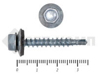 Саморез кровельный цинк, с шайбой EPDM, PT-3, 4,8х35 К КРЕП-КОМП (3000шт)